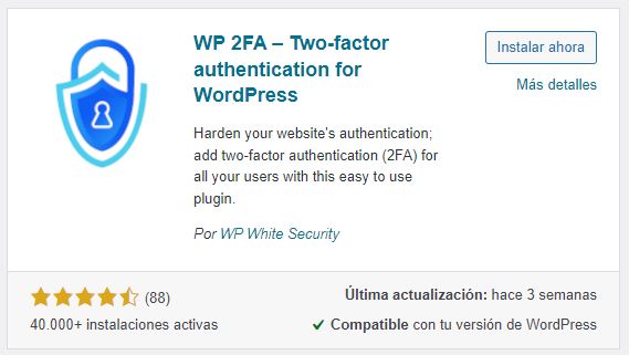 plugin autentificacion 2 factores wordpress